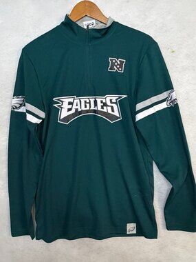 Philadelphia Eagles NFL Team Apparel 1/4 Zip Pullover Mens Small Green Long Slee